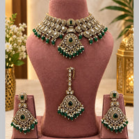 Sai Fashion Elegant Kundan Stone And Beads Choker Necklace Set