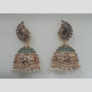 Infinity Jewels Gold Plated Crystal Stone And Meenakari Jhumki Earrings