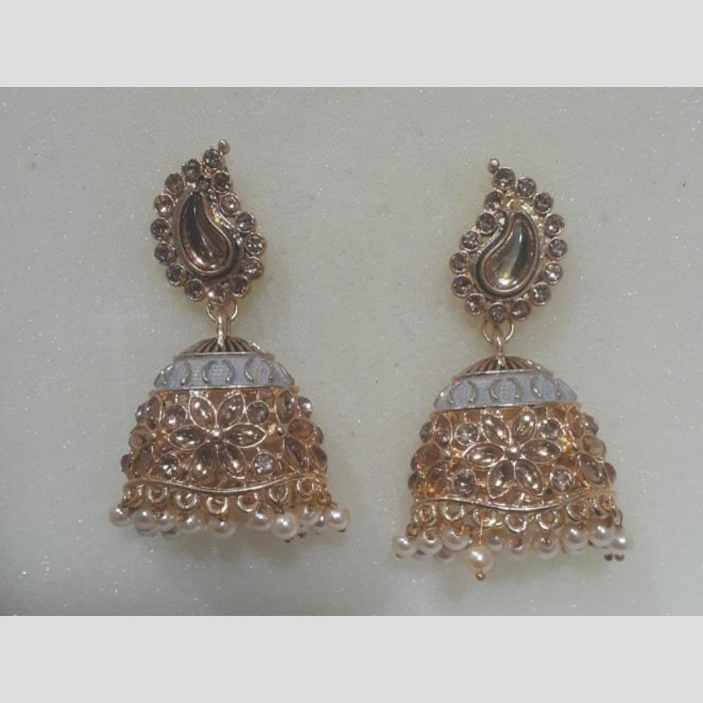 Infinity Jewels Gold Plated Crystal Stone And Meenakari Jhumki Earrings