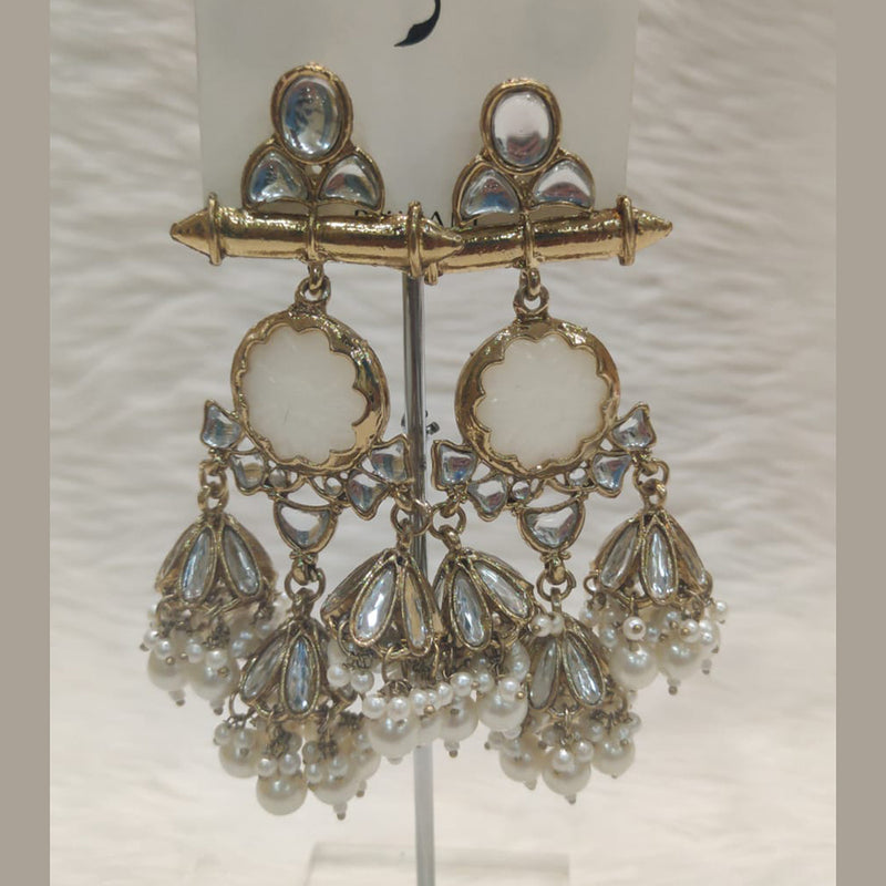 Dhwani Gold Plated Kundan Stone And Pearl Dangler Earrings