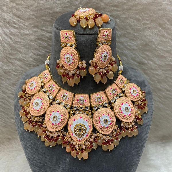 Shagna Gold Plated Kundan And Meenakari Choker Necklace Set