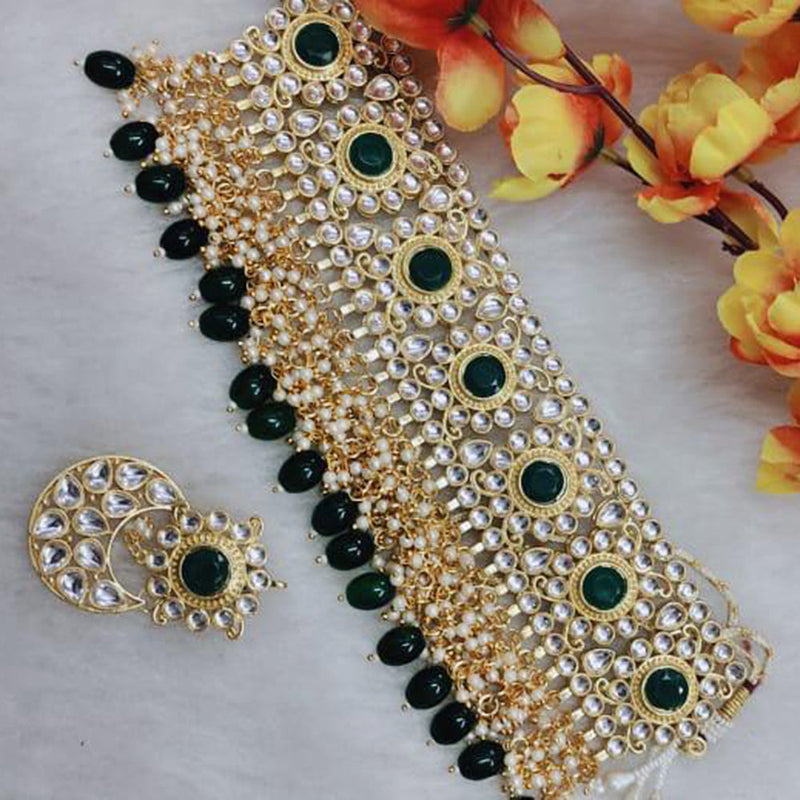 Shagna Gold Plated Kundan And Pearl Choker Necklace Set