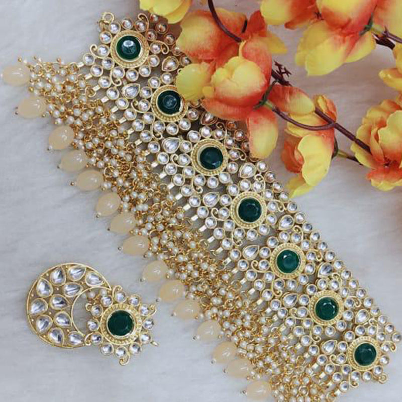 Shagna Gold Plated Kundan And Pearl Choker Necklace Set