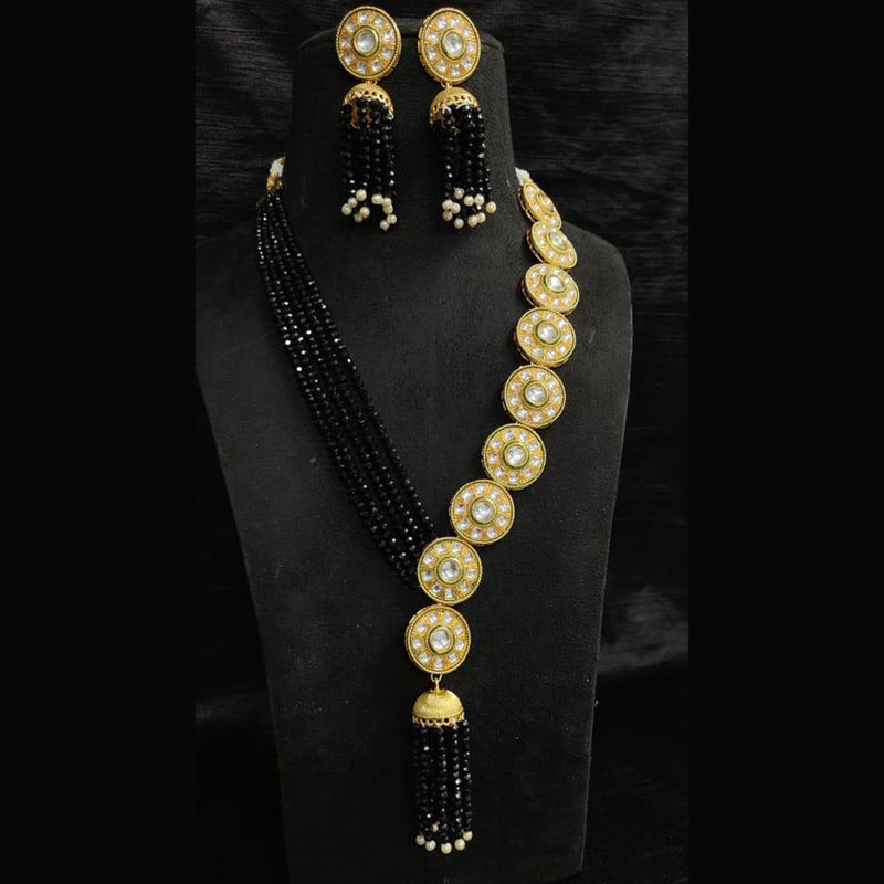 Shagna Gold Plated Kundan And Pearl Long Necklace Set