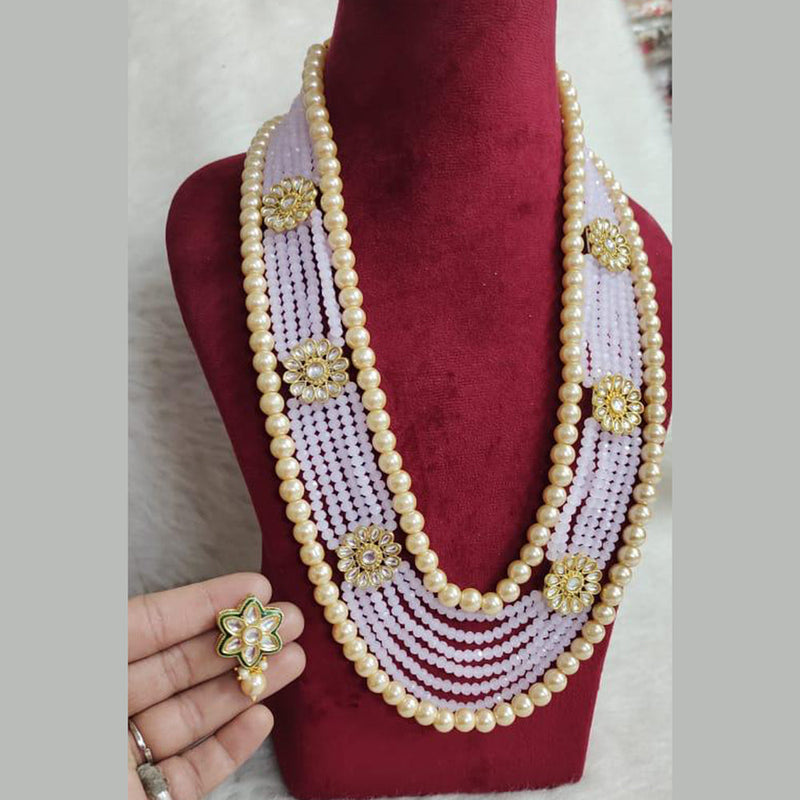 Shagna Gold Plated Kundan And Beads Multi Layer Necklace Set
 Necklace Set