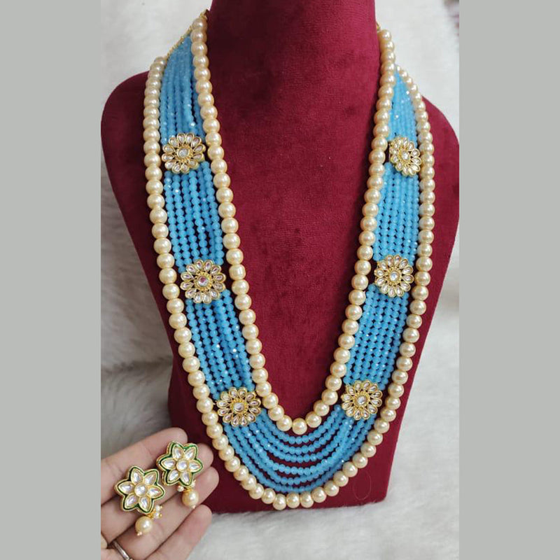 Shagna Gold Plated Kundan And Beads Multi Layer Necklace Set
 Necklace Set