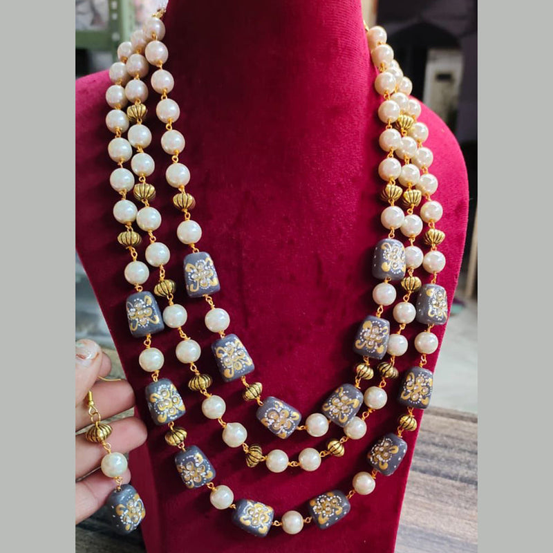 Shagna Gold Plated Beads Long Necklace Set