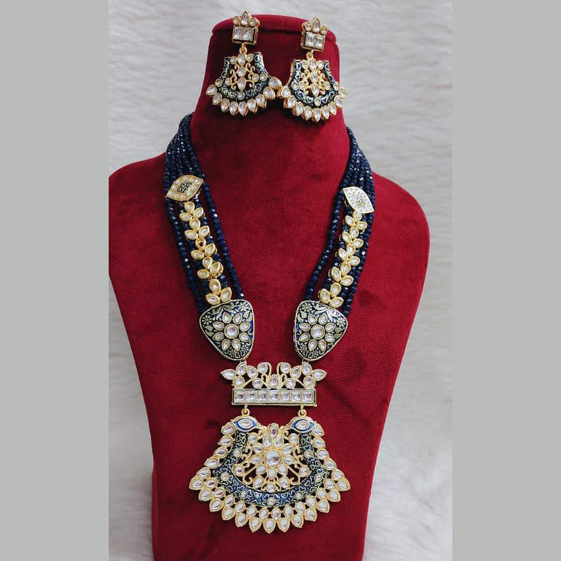 Shagna Gold Plated Kundan And Pearl Long Necklace Set