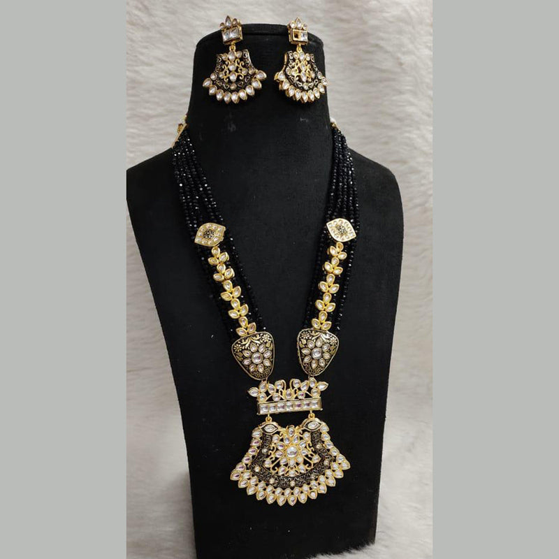 Shagna Gold Plated Kundan And Pearl Long Necklace Set