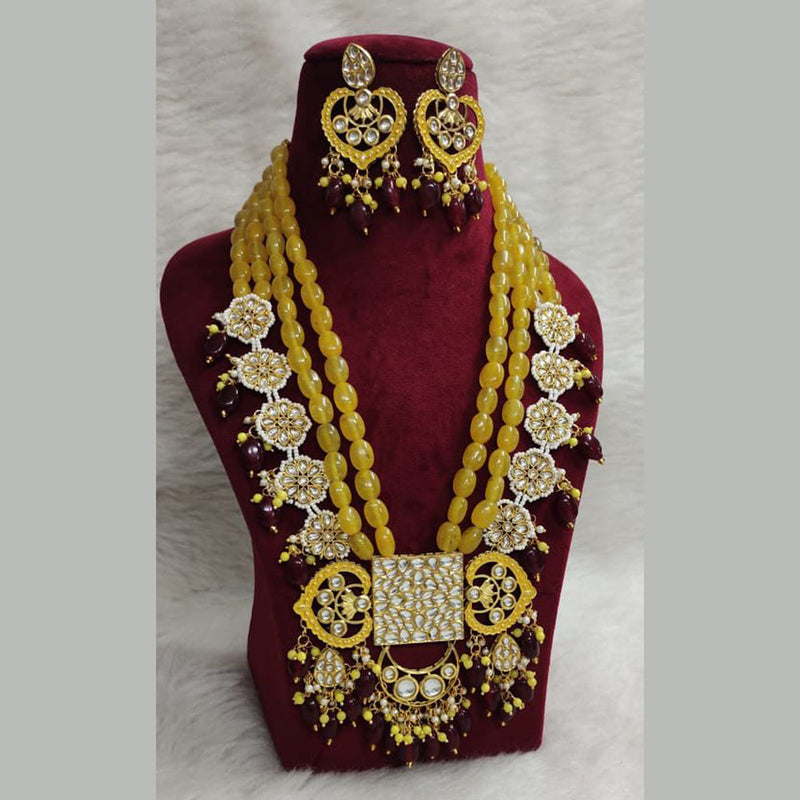 Shagna Gold Plated Kundan And Beads Long Necklace Set