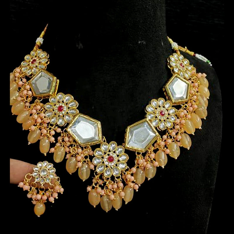Shagna Gold Plated Kundan And Pearl  Necklace Set