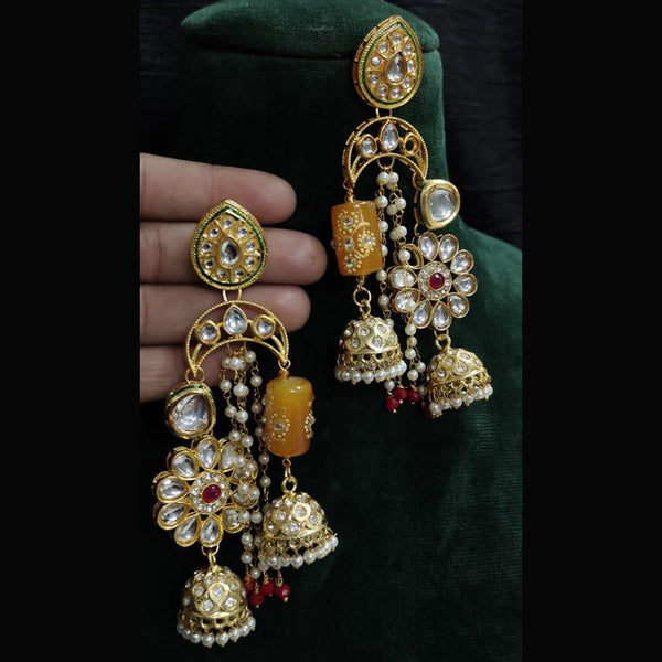 Shagna Gold Plated Kundan Stone Jhumki Earrings