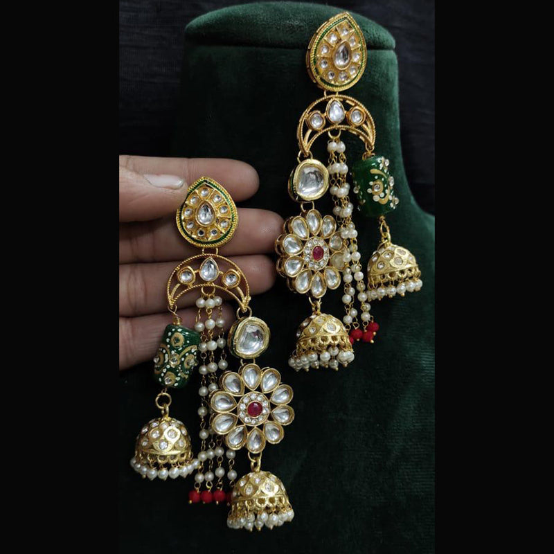 Shagna Gold Plated Kundan Stone Jhumki Earrings