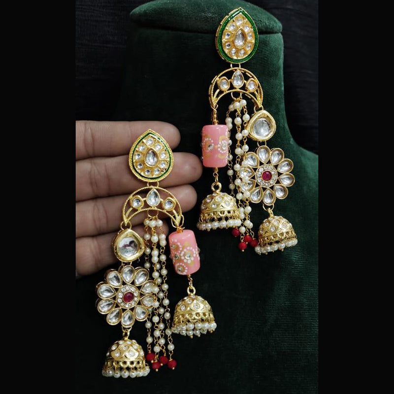 Shagna Gold Plated Kundan Stone Jhumki Earrings