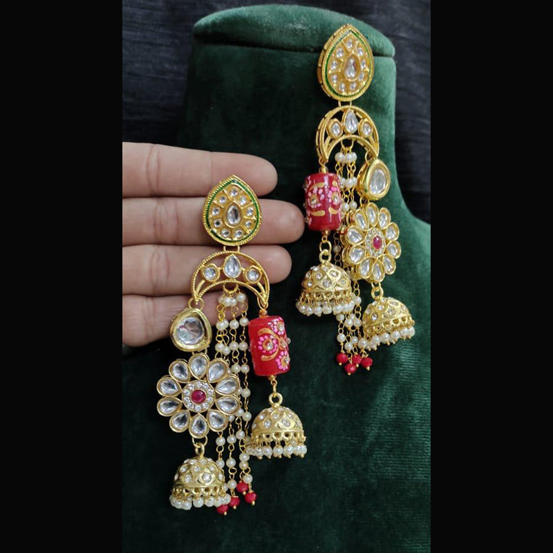 Shagna Gold Plated Kundan Stone Jhumki Earrings