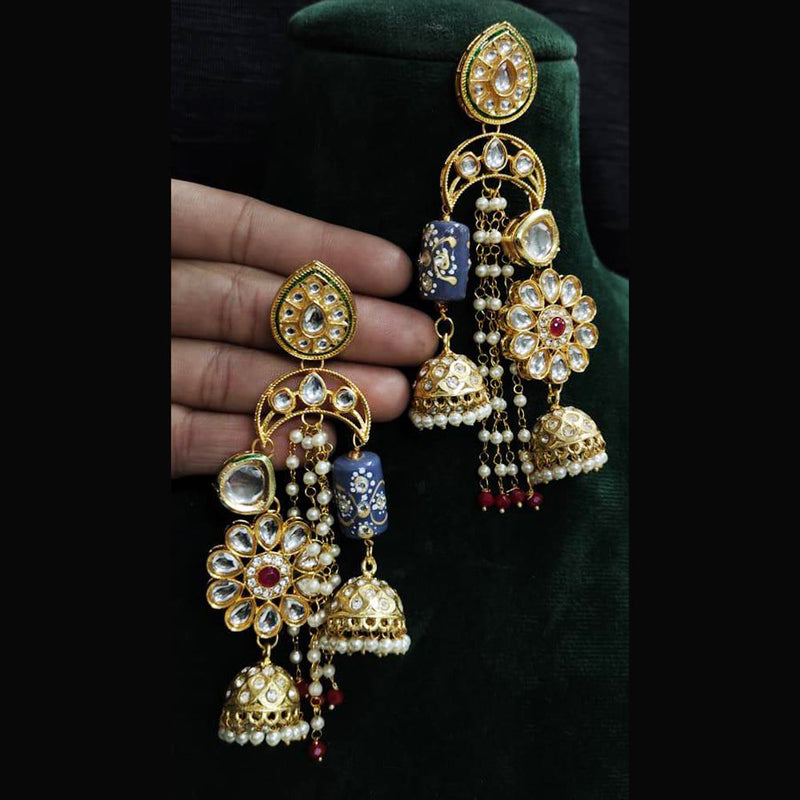 Shagna Gold Plated Kundan Stone Jhumki Earrings