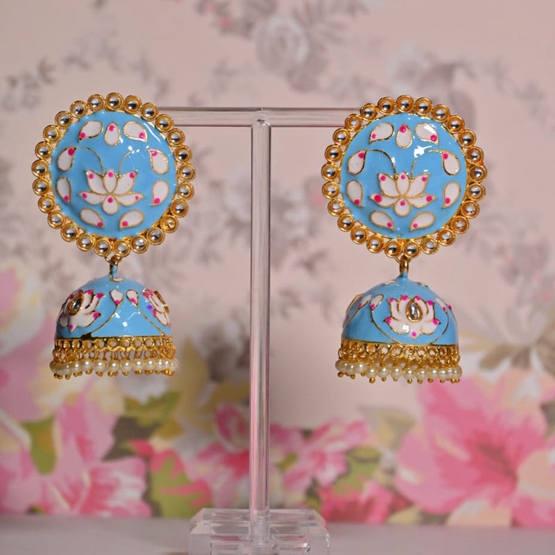 Shagna Gold Plated Meenakari Jhumki Earrings