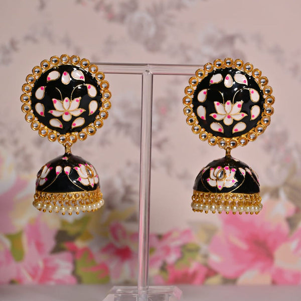 Shagna Gold Plated Meenakari Jhumki Earrings