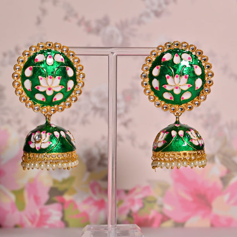 Shagna Gold Plated Meenakari Jhumki Earrings