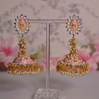 Shagna Gold Plated Meenakari Jhumki Earrings