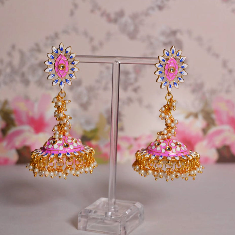 Shagna Gold Plated Meenakari Jhumki Earrings