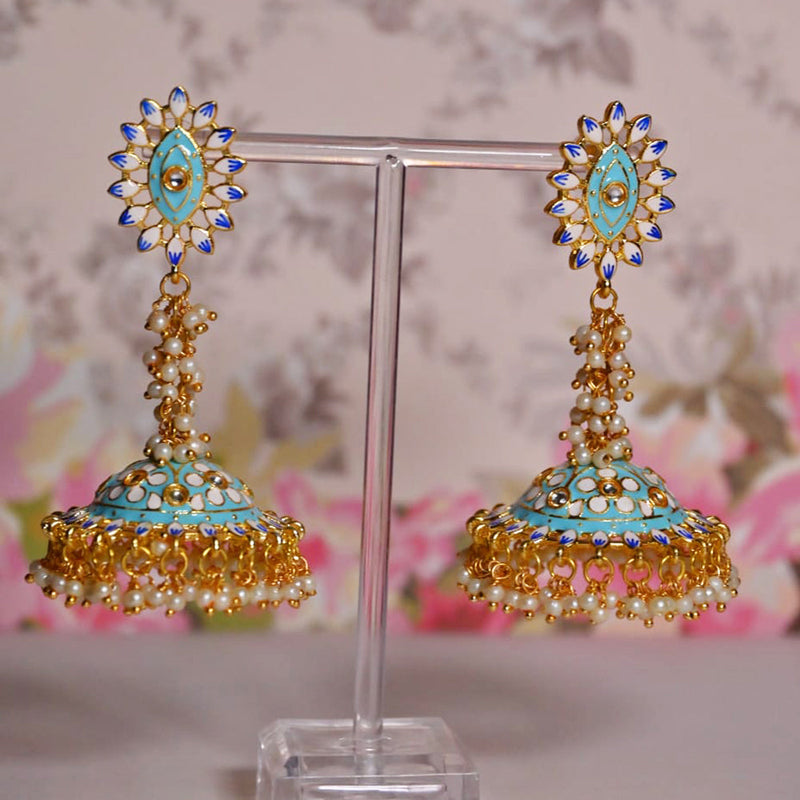 Shagna Gold Plated Meenakari Jhumki Earrings