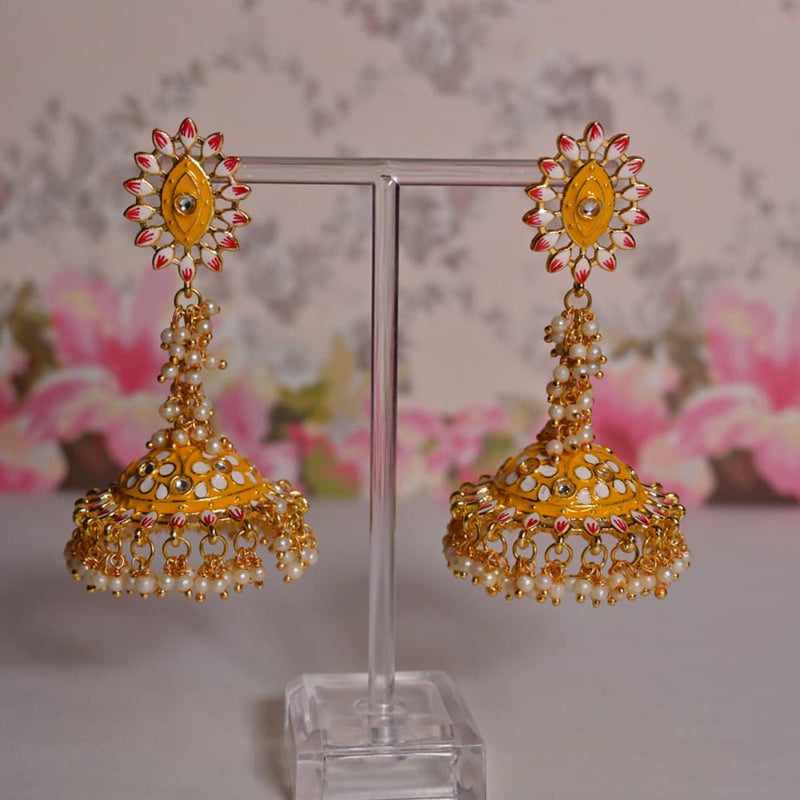 Shagna Gold Plated Meenakari Jhumki Earrings