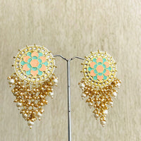 Shagna Gold Plated Kundan And Pearl Dangler Earrings
