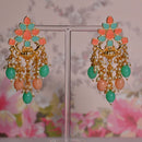 Shagna Gold Plated Beads And Pearl Dangler Earrings