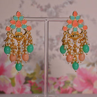 Shagna Gold Plated Beads And Pearl Dangler Earrings