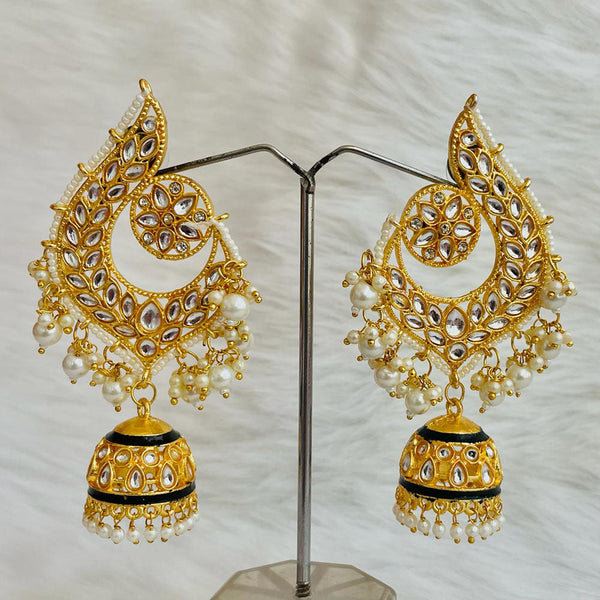 Shagna Gold Plated Kundan And Pearl Jhumki Earrings