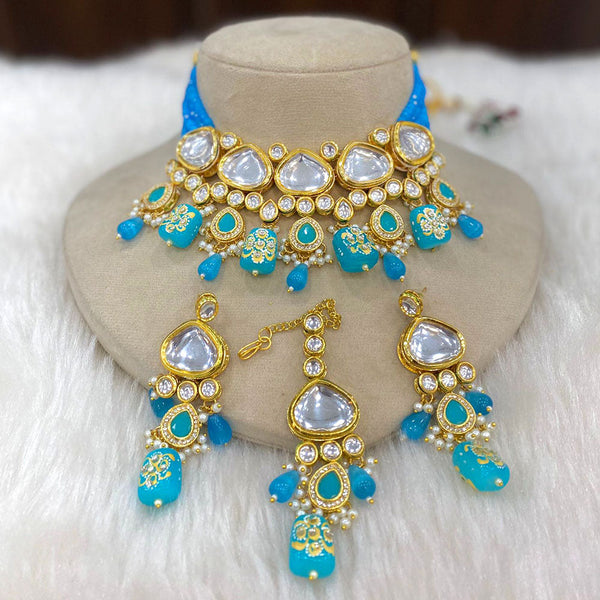 Shagna Gold Plated Kundan And Beads Necklace Set