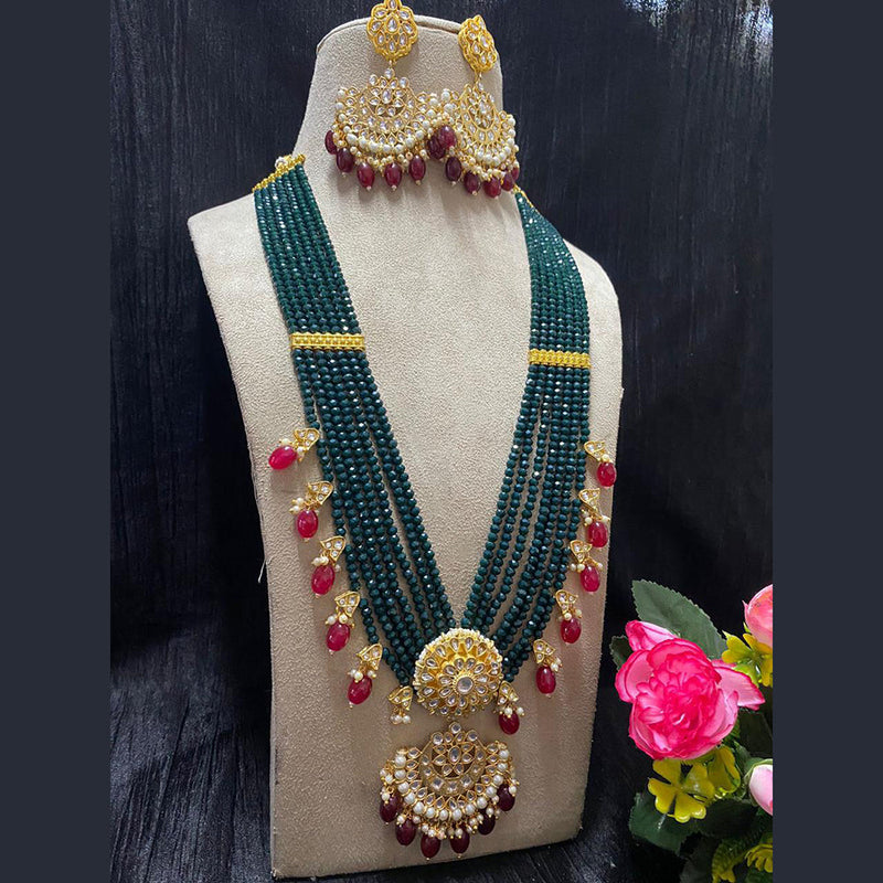 Shagna Gold Plated Kundan And Beads Long Necklace Set