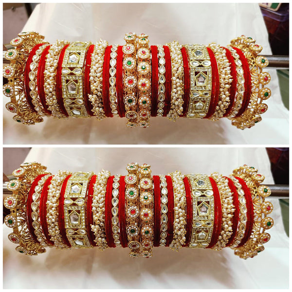 Shagna Gold Plated Pearl And Kundan Bridal Chura