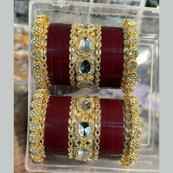 Shagna Gold Plated Crystal Stone And Kundan Acrylic Bridal Chura