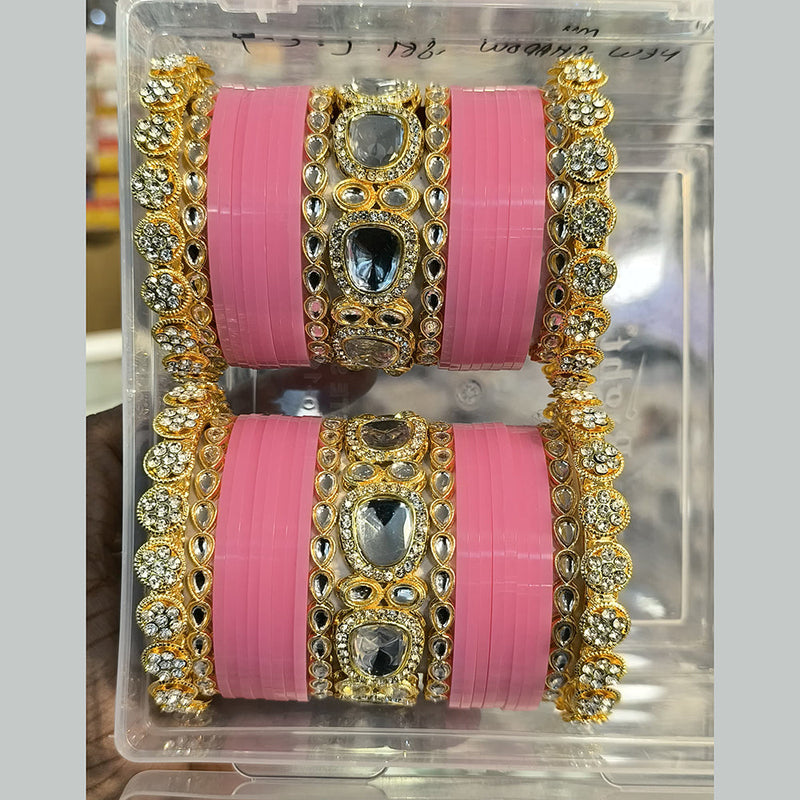 Shagna Gold Plated Crystal Stone And Kundan Acrylic Bridal Chura