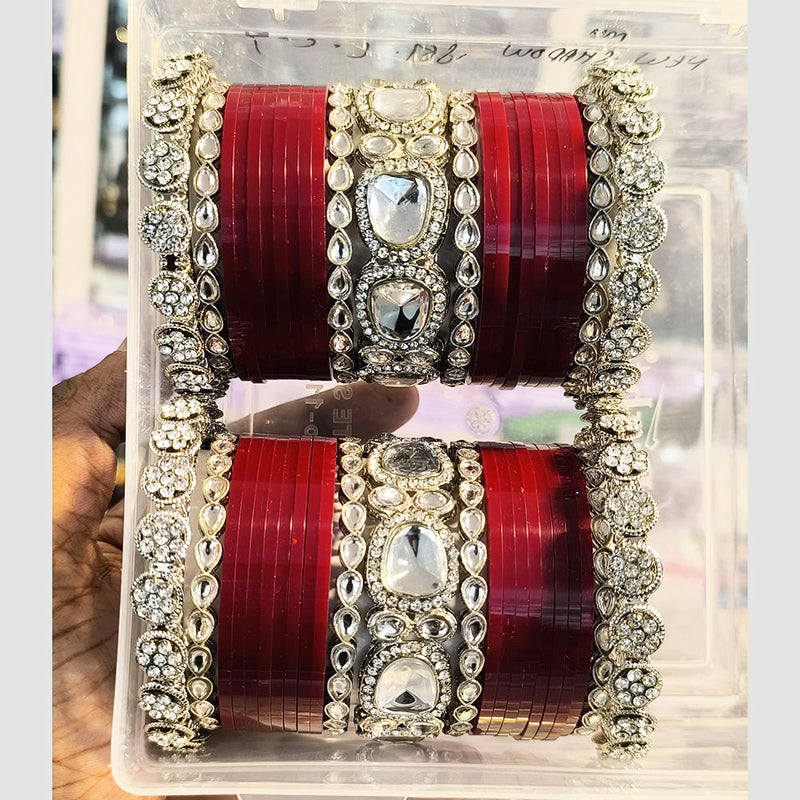 Shagna Silver Plated Crystal Stone And Kundan Acrylic Bridal Chura