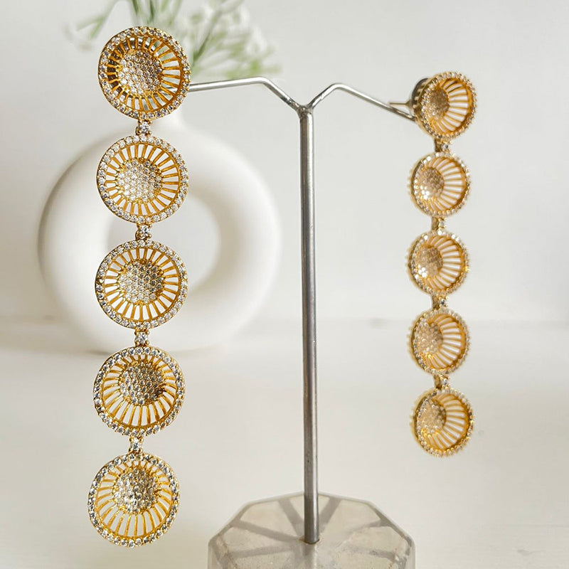 Shagna Gold Plated AD Stone Dangler Earrings