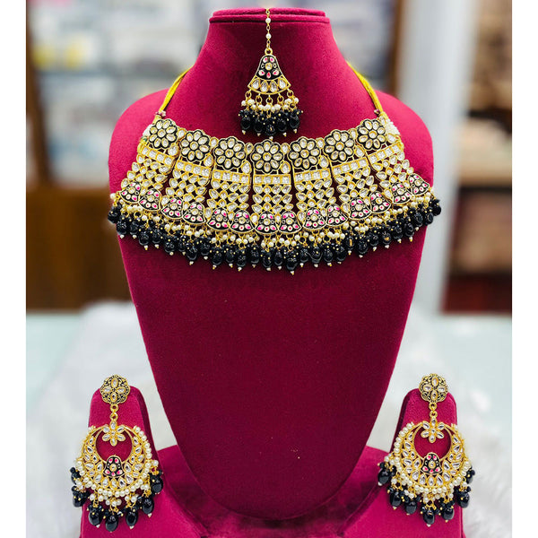 Shagna Gold Plated Kundan Stone And Beads Necklace Set