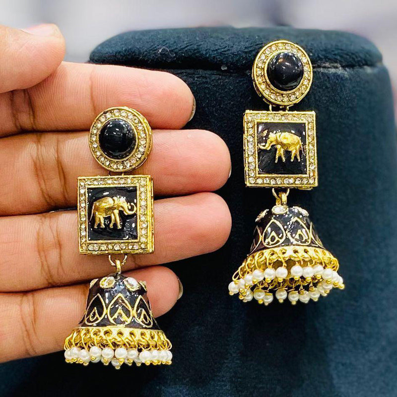 Shagna Gold Plated Austrian Stone And Pearl Jhumki Earrings