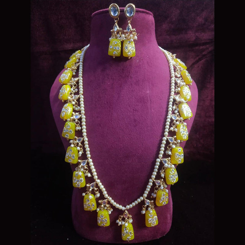 Shagna Gold Plated Pearl And Beads Long Necklace Set