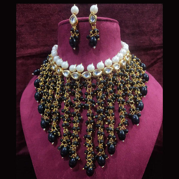 Shagna Gold Plated Pearl And Beads Choker Necklace Set