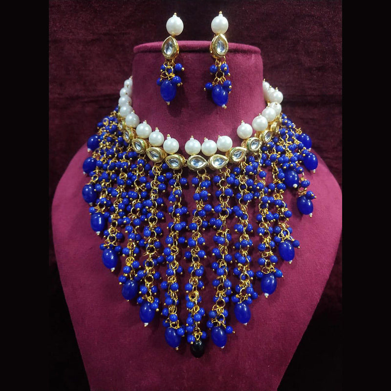 Shagna Gold Plated Pearl And Beads Choker Necklace Set