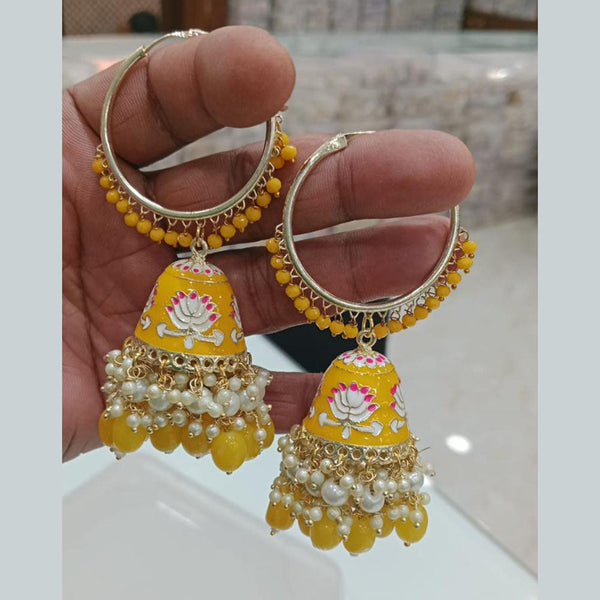 Shagna Gold Plated Meenakari And Pearl Jhumki Earrings