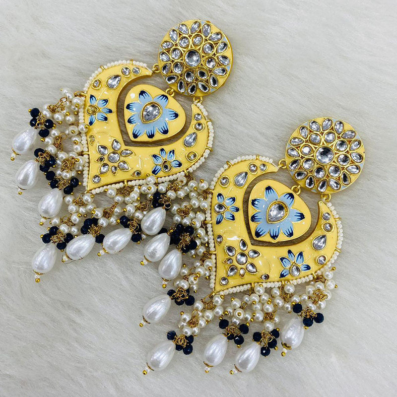 Shagna Gold Plated Meenakari And Beads Dangler Earrings