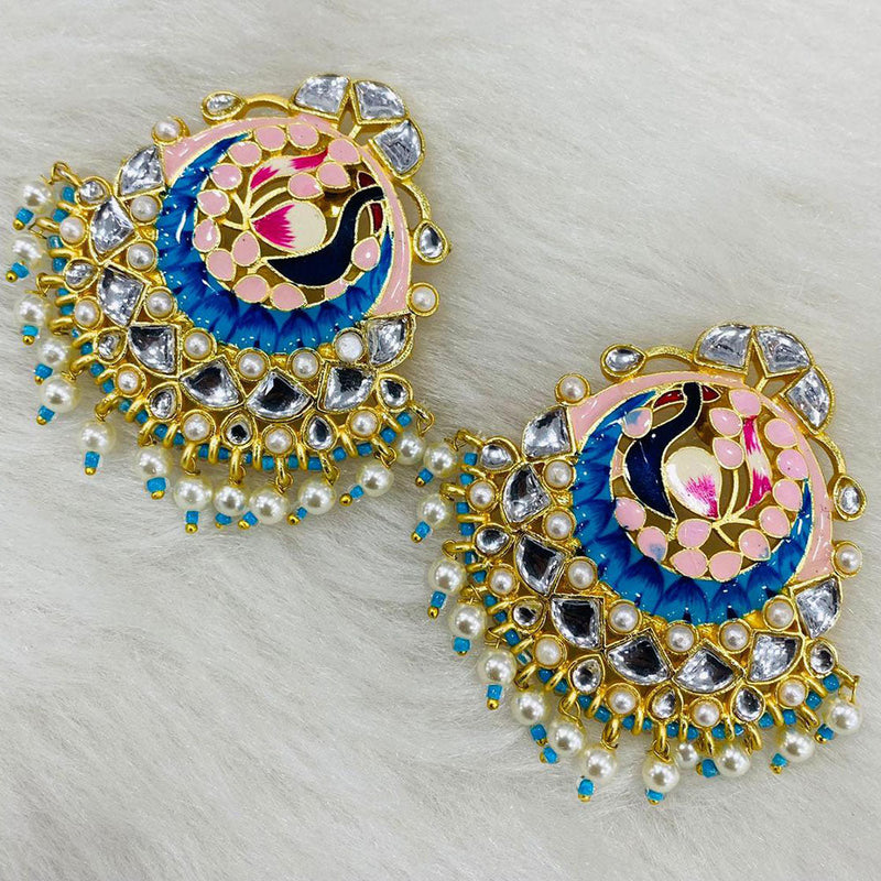 Shagna Gold Plated Meenakari And Pearl Dangler Earrings