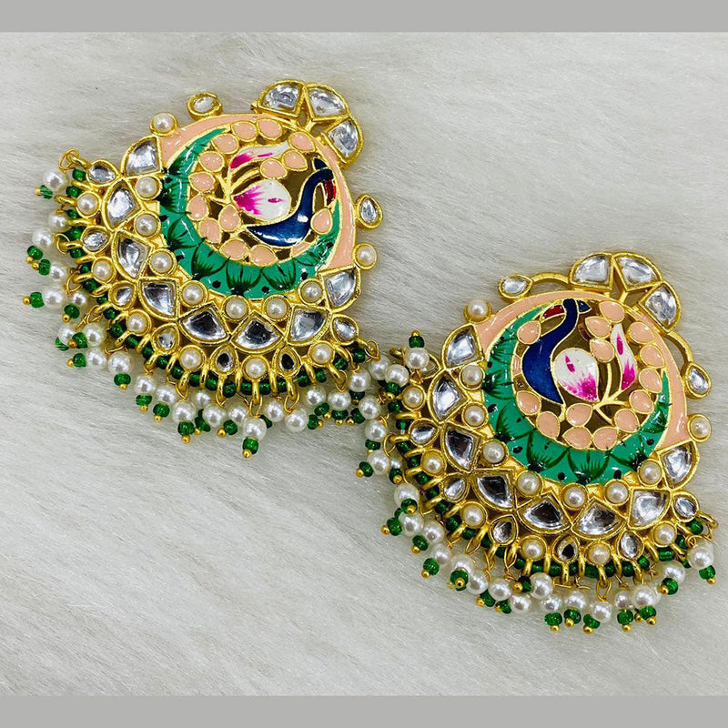 Shagna Gold Plated Meenakari And Pearl Dangler Earrings