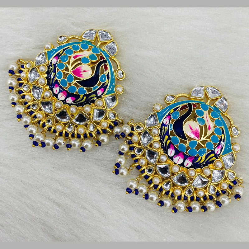 Shagna Gold Plated Meenakari And Pearl Dangler Earrings