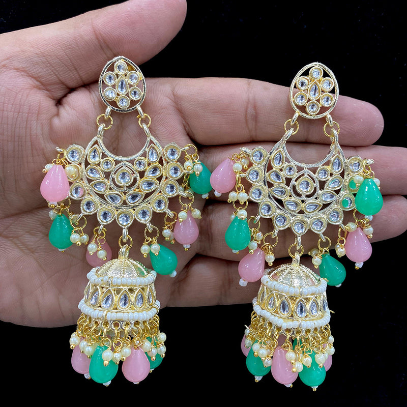 Shagna Gold Plated Kundan Stone Jhumki Earrings