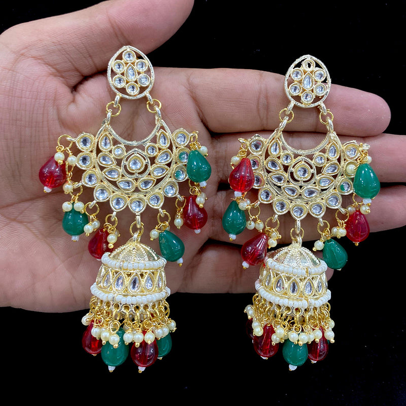 Shagna Gold Plated Kundan Stone Jhumki Earrings